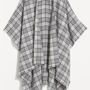 OLD NAVY Plaid Women's Poncho Coat - Gray NWT
